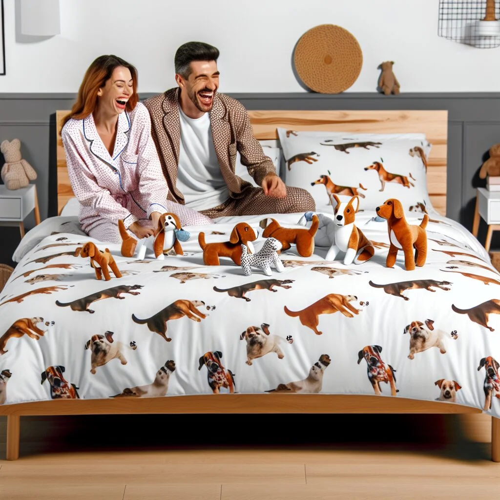 Adult dog bed for humans with couple interacting joyfully