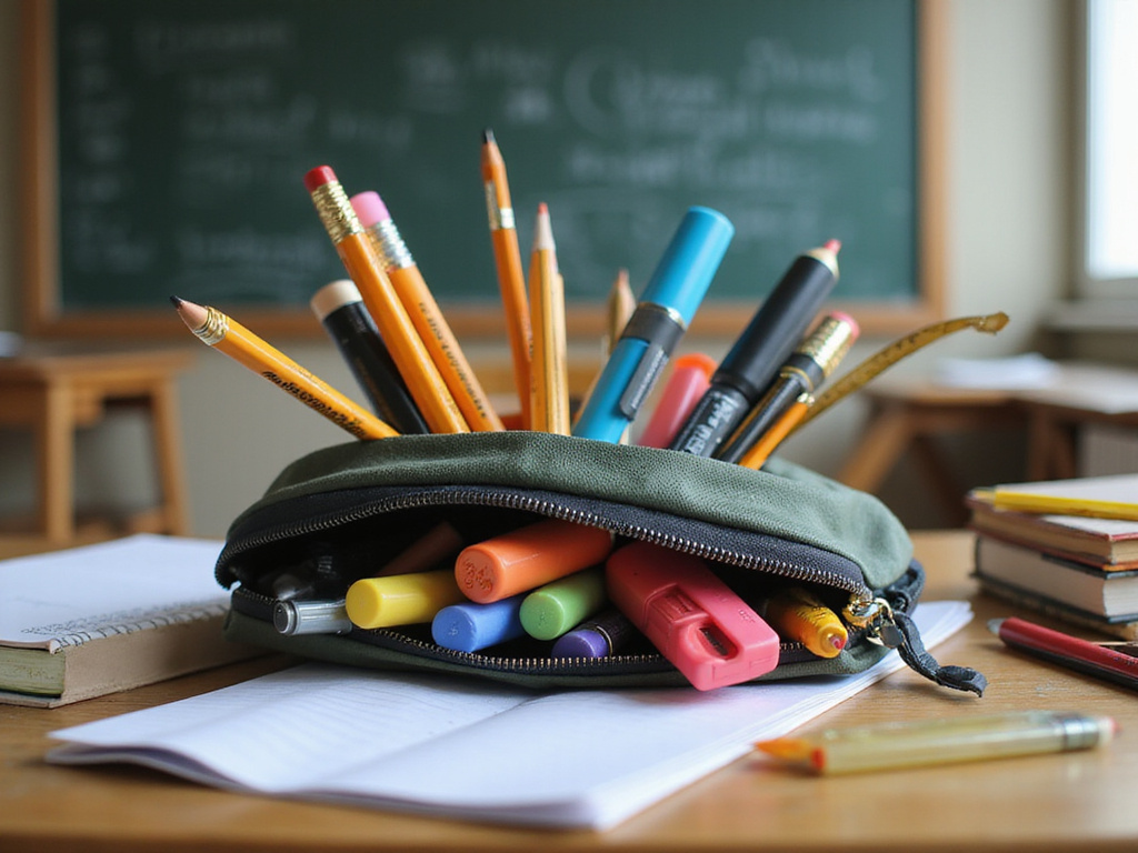 Big Pencil Pouch overflowing with school essentials