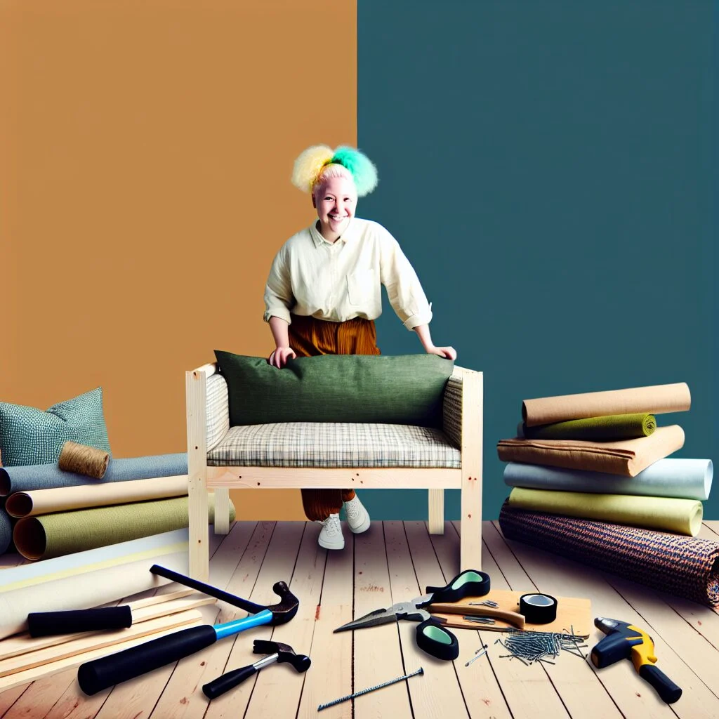Person crafting cozy, cheap human dog bed at home