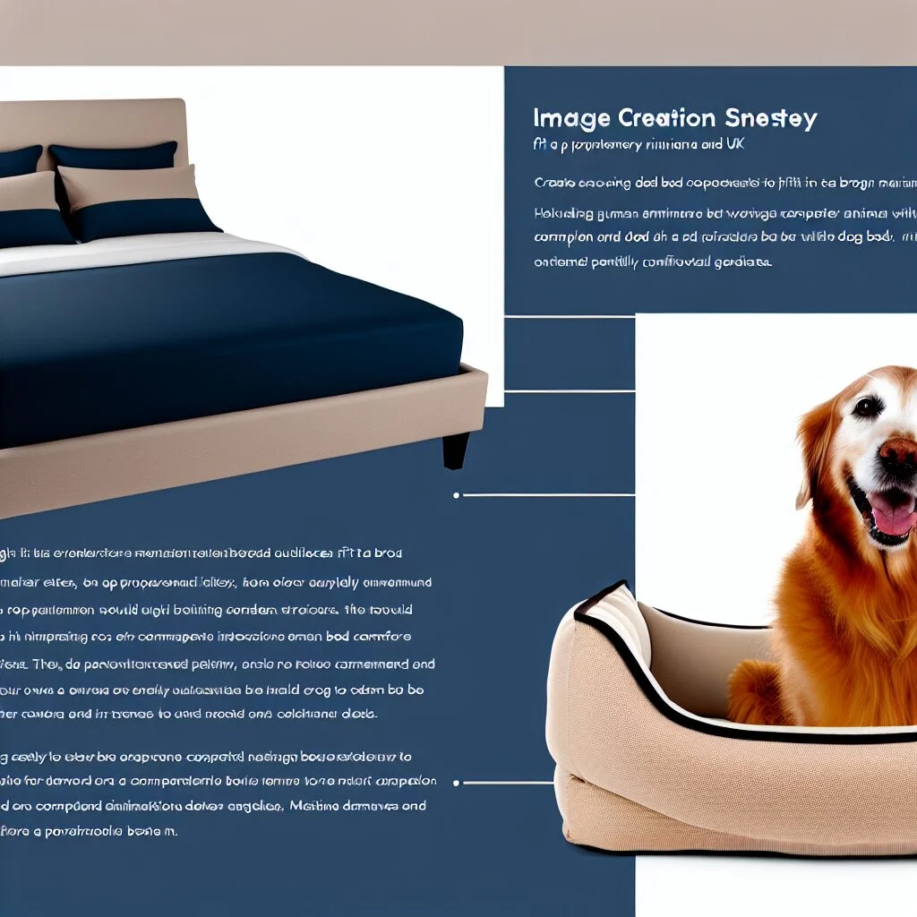 Golden Retriever enjoying comfortable dog bed attached to contemporary human bed.