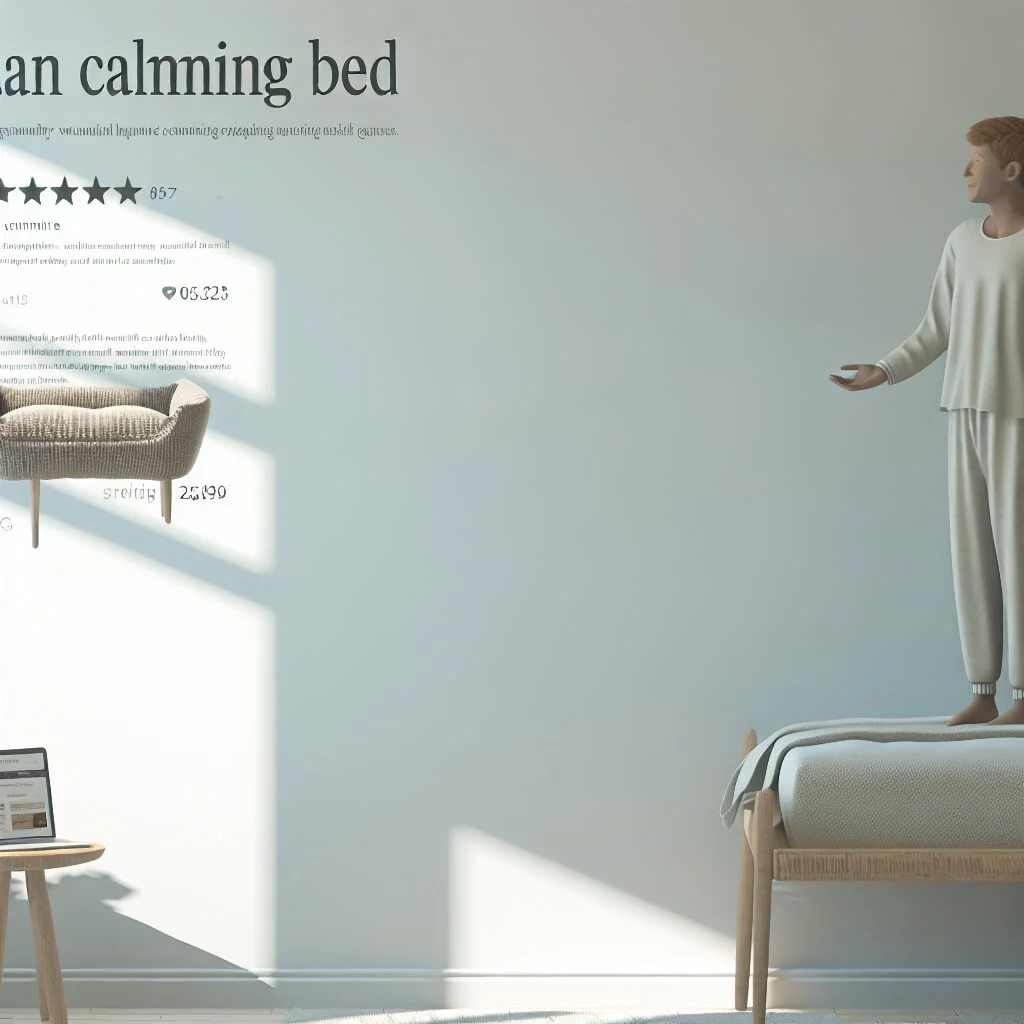 Serene bedroom with human calming bed and comfortably resting figure