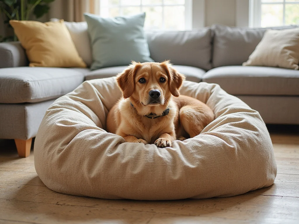 DIY human dog bed bean bag in cozy living room setting