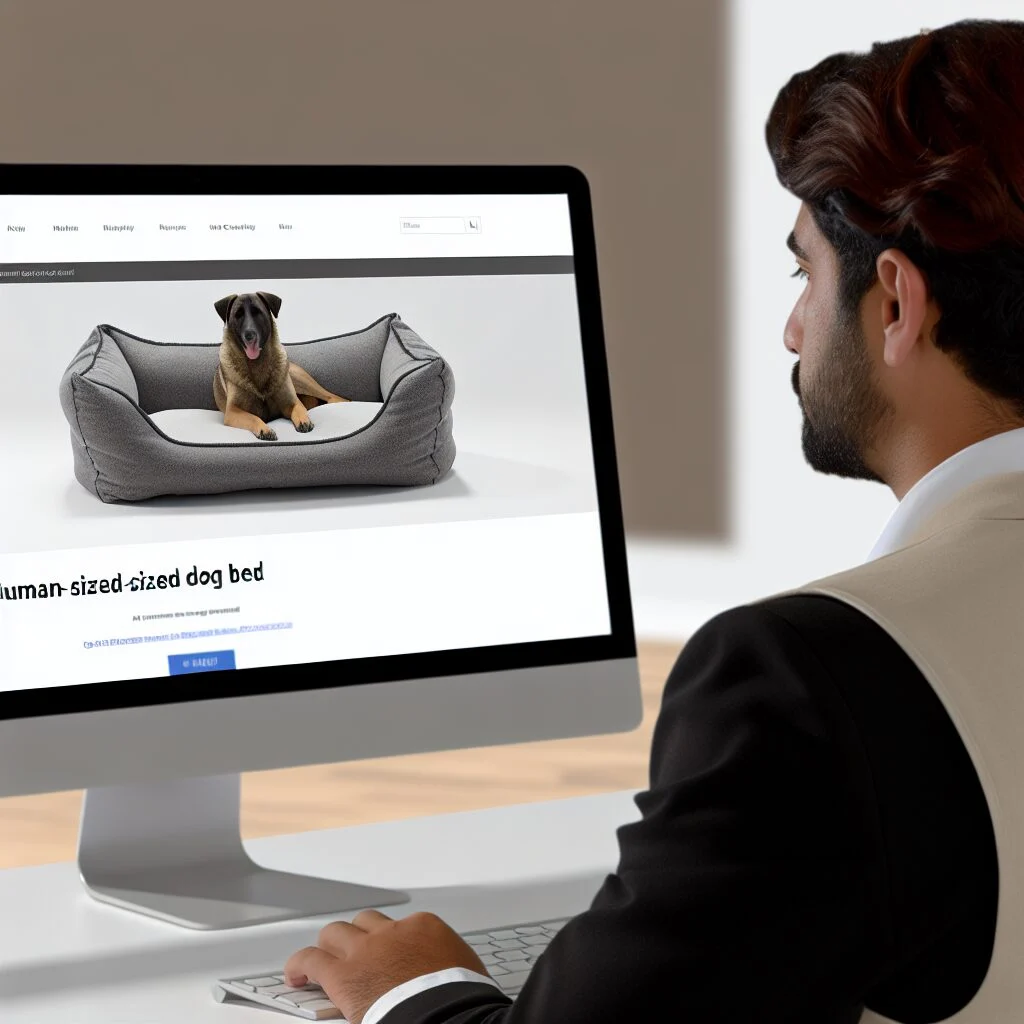 New Zealand customer viewing human sized dog bed online