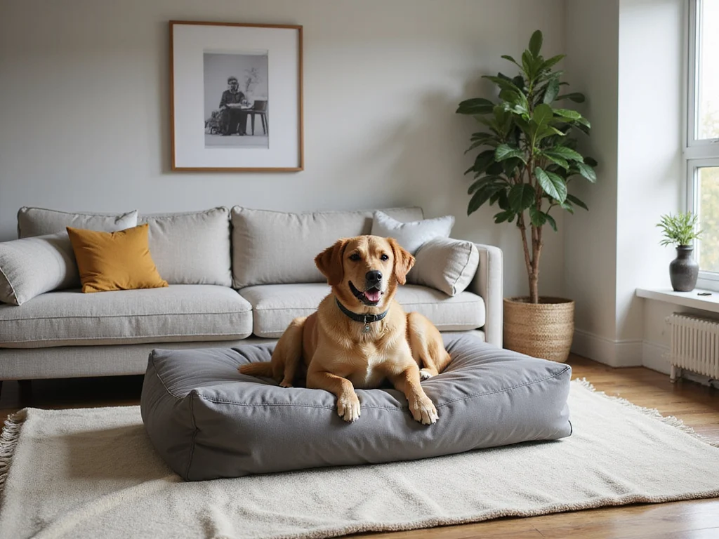 Plufl Human Dog Bed from Shark Tank in a modern living room